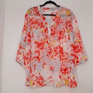 Women's Sheer V-Neck Lightweight Long Sleeve Tunic